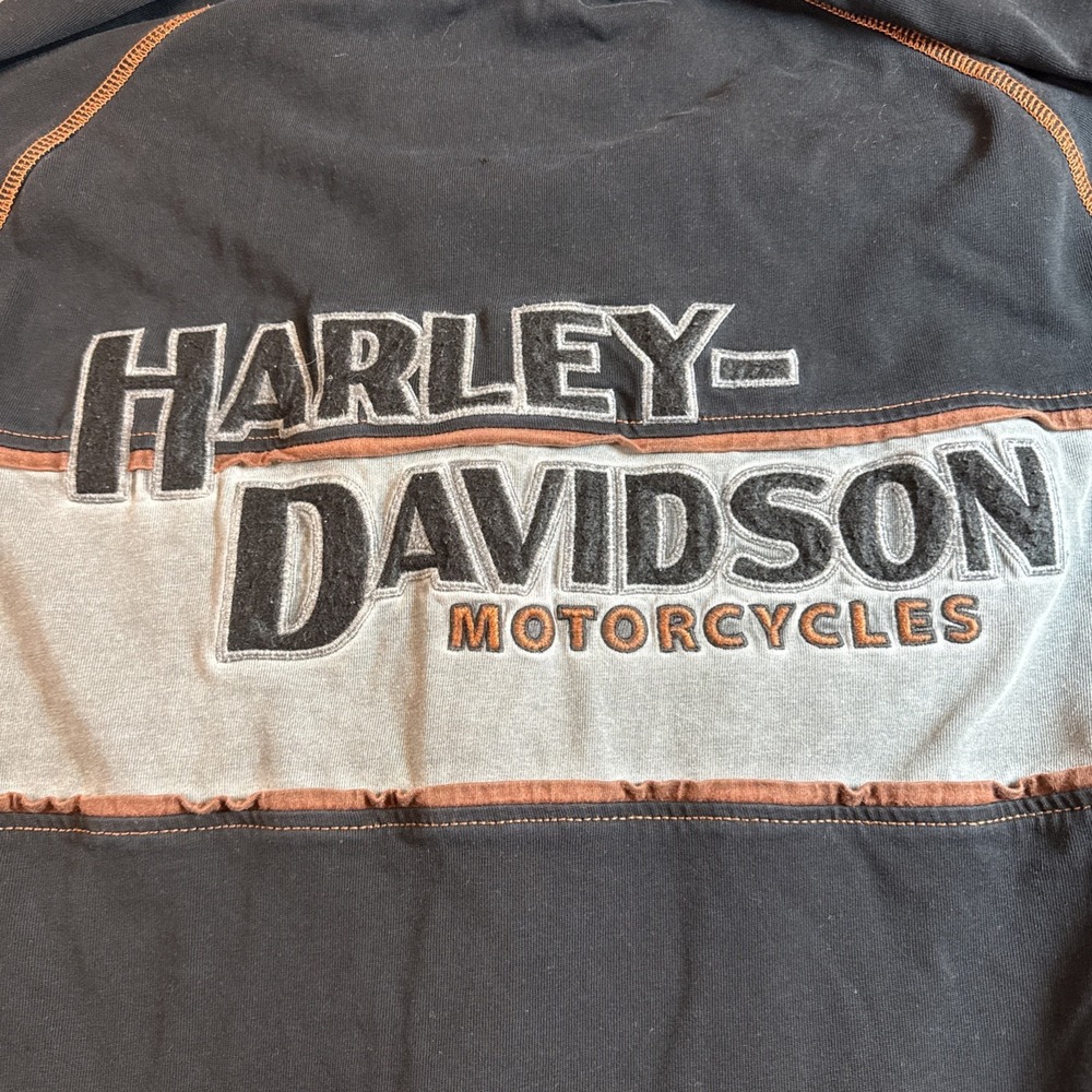 Vintage Harley Davidson Genuine MotorClothes Full Zip Hoodie Blk Gray Wings 2XL - Picture 11 of 11